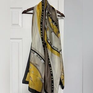 Elegant Yellow and Black Silk Scarf